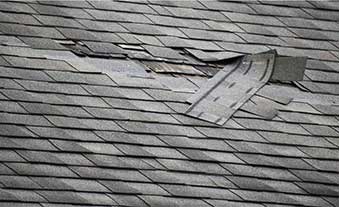 Damaged shingles identified during roof diagnostics